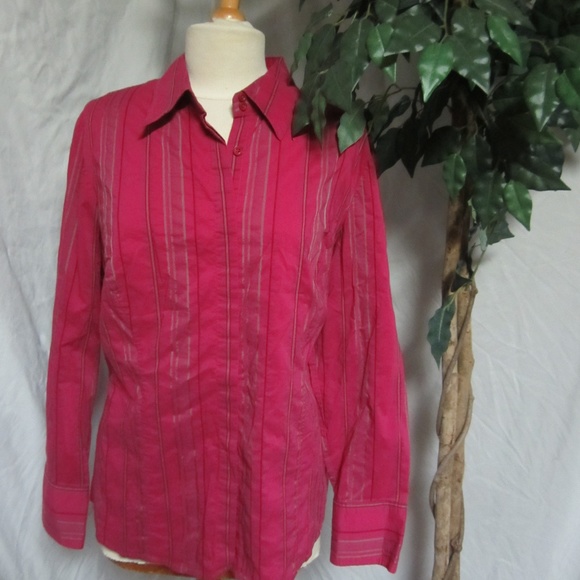 Lane Bryant Tops - Lane Bryant 20 Pink stripe button front blouse top